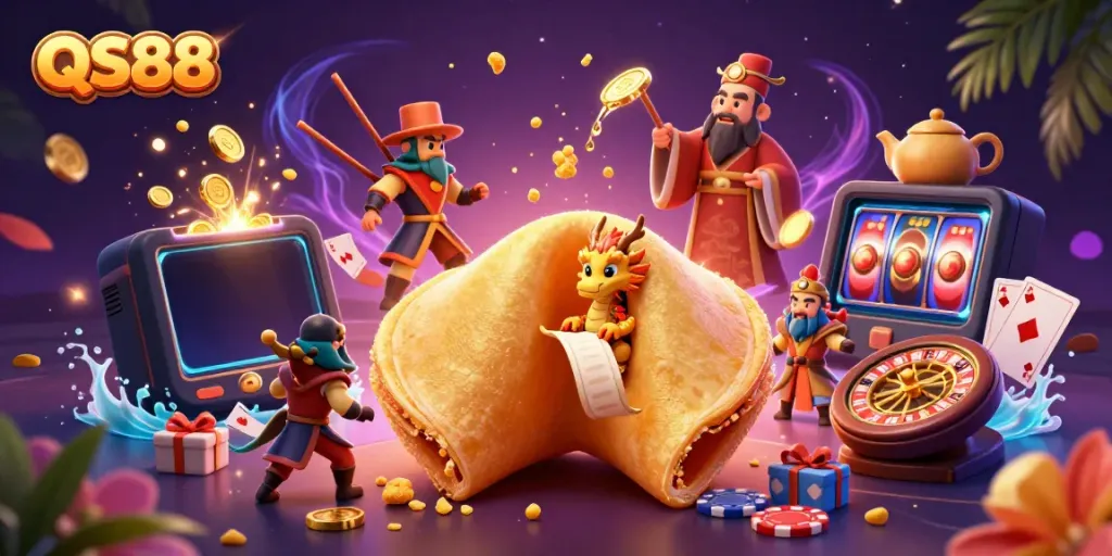 Engaging scene of QS88's symbol of fortune with captivating gaming elements showcasing a vibrant casino atmosphere.