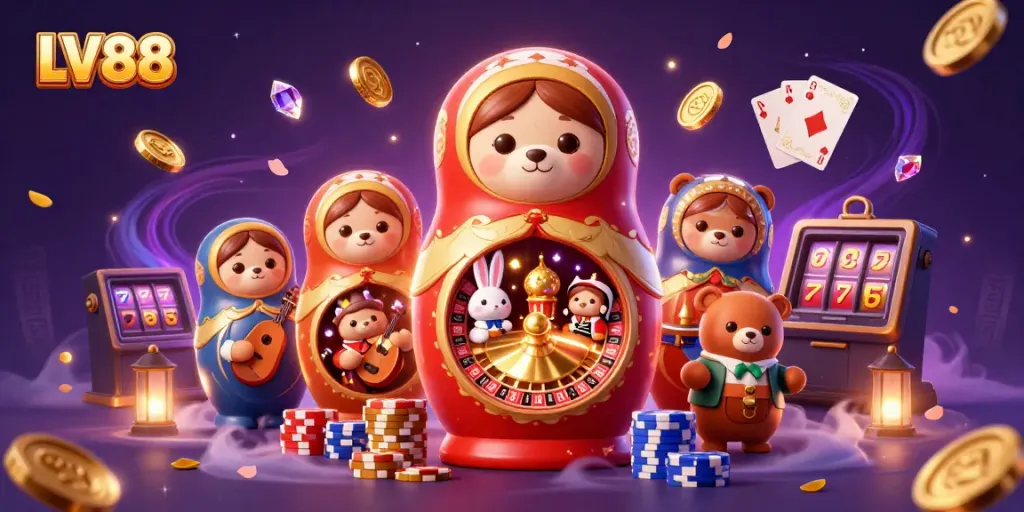 Experience the vibrant world of LV88 with charming characters and exciting gaming elements.