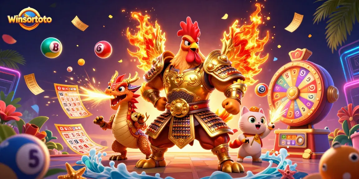 Menangkan hadiah menarik di winsortoto dengan gambar ayam petarung dan naga besi, memeriahkan suasana.