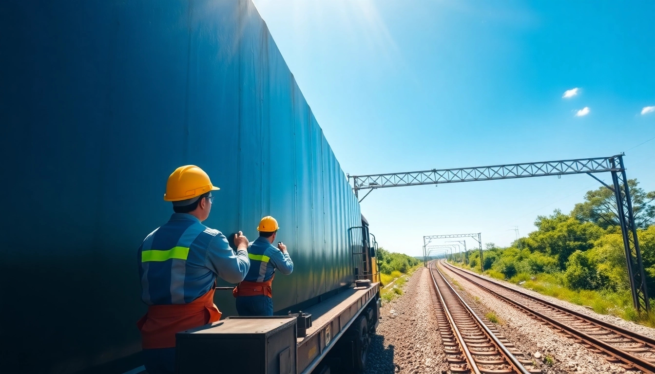 Showcasing railway workers engaged in rail jobs, emphasizing teamwork and professionalism.