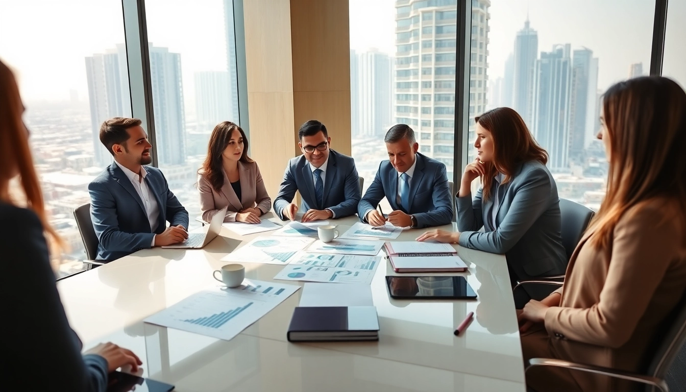 Business Consultants in Dubai collaborating in a modern office space, showcasing professionalism and expertise.