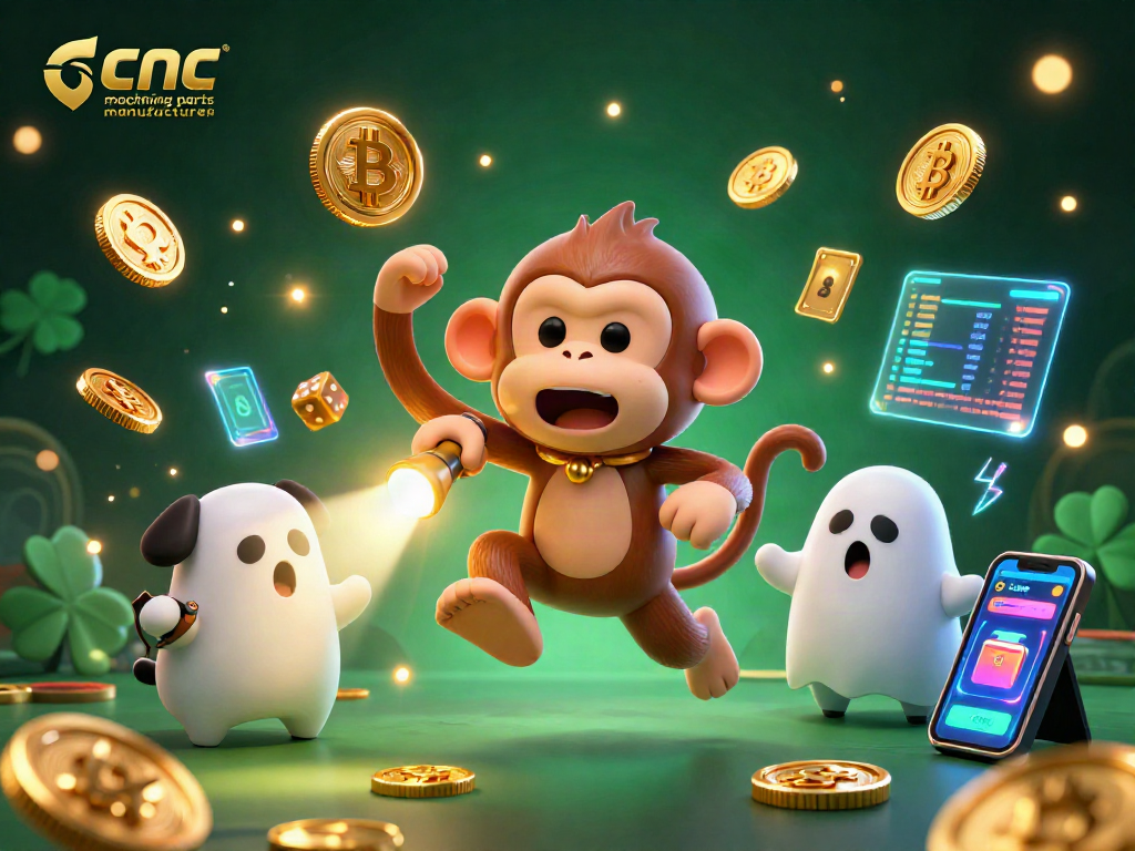 CNC machining parts manufacturer showcases golden coins and ghostly characters in a haunted casino adventure.