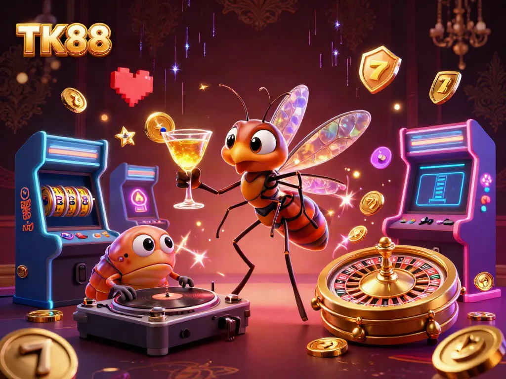 Experience thrilling gameplay at TK88 with vibrant casino characters and dynamic game elements.