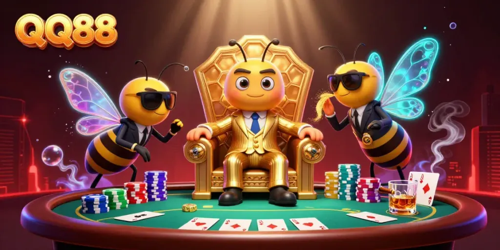 Engage with QQ88's dynamic casino scene featuring vibrant poker action and strategic gameplay.