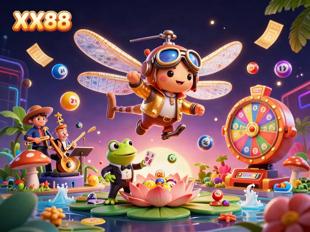 Experience the vibrant casino atmosphere with XX88's unique character illustrations.