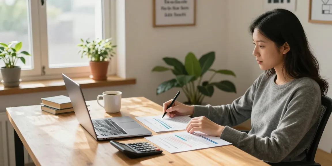 Individual consulting on credit consolidation in a serene home office.