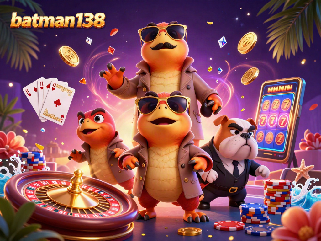 Engage with batman138 as three cartoon raptors in a trench coat hilariously attempt VIP casino entry.