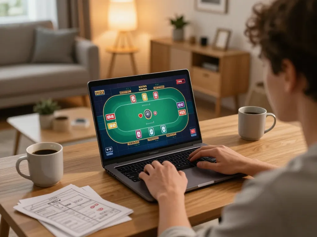Engaging player enjoying online gaming experience at casino senza registrazione on a laptop