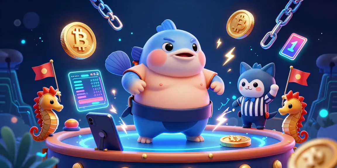 Engage with netwinn in this vivid underwater casino scene featuring a unique fugu and crypto elements.
