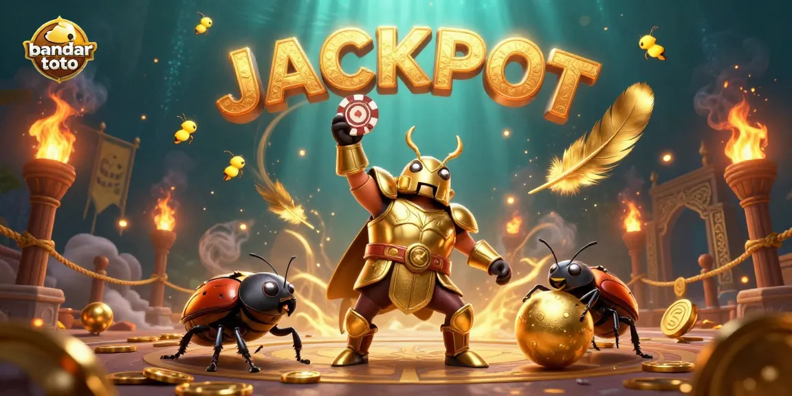 Experience thrilling victories with bandar toto as cartoon beetles battle in a jackpot-themed arena.