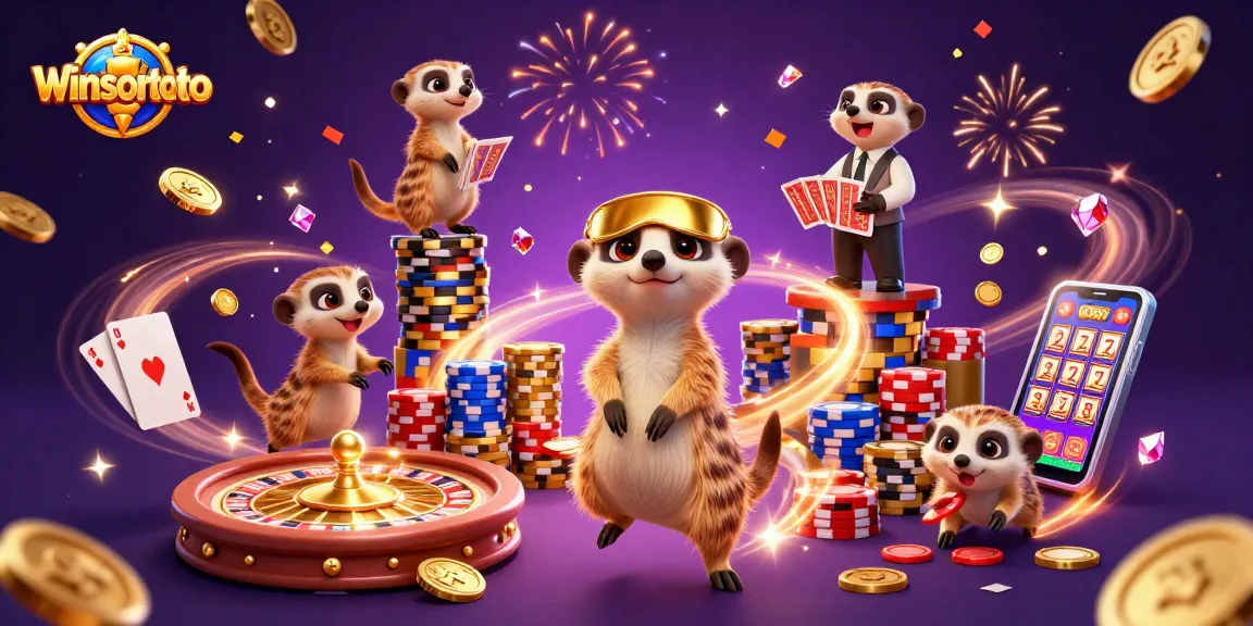 Menggunakan winsortoto, koloni meerkat kartun menjalankan kasino dengan tema yang meriah dan elemen menarik.