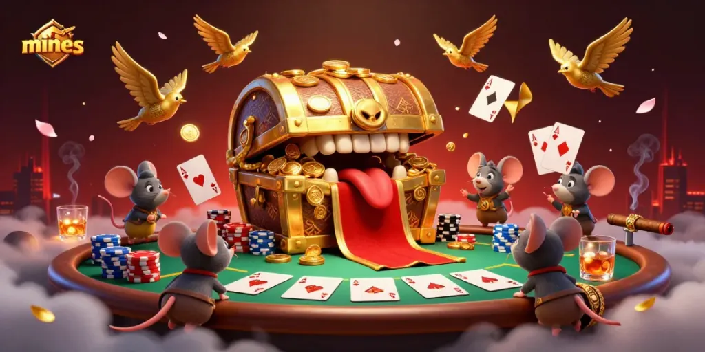Engage in the mines casino game with a vibrant illustration of fortune and excitement.