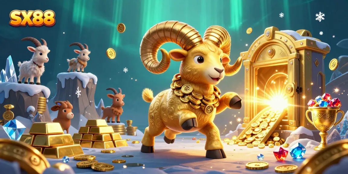 SX88 features a golden ram charging through a treasure vault, symbolizing a thrilling gambling experience.