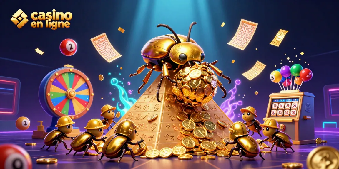 Jouez aux jeux de casino en ligne avec cette illustration dynamique et colorée mettant en avant les symboles de casino.