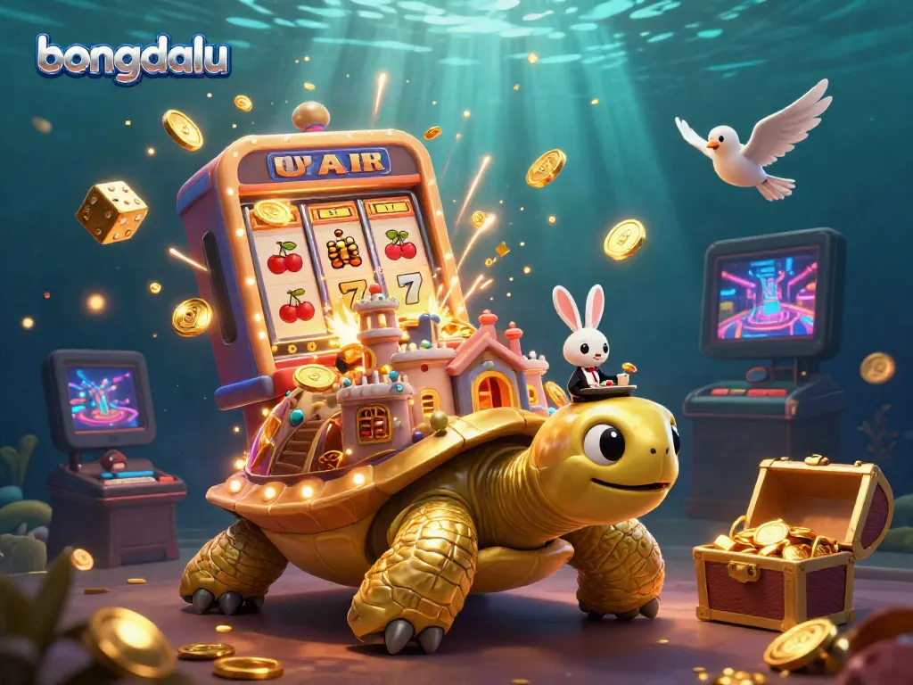 Experience the exciting world of bongdalu with this vibrant 3D illustration of casino elements and lively characters.