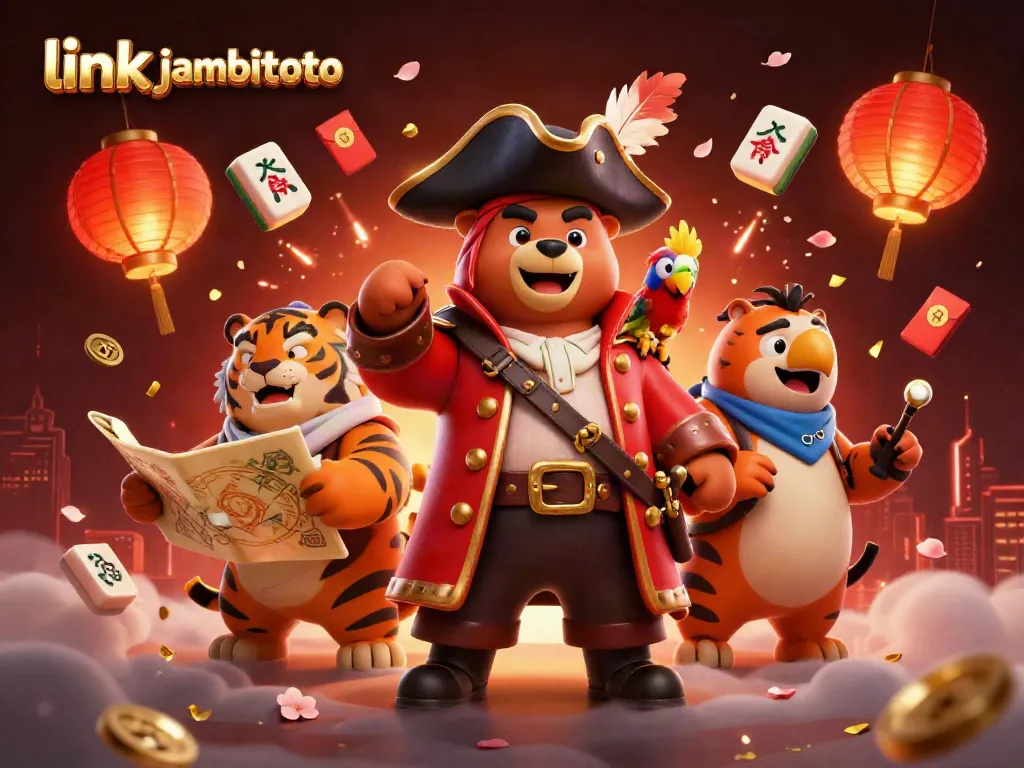 Win big with link jambitoto in this vibrant 3D cartoon casino adventure illustration.