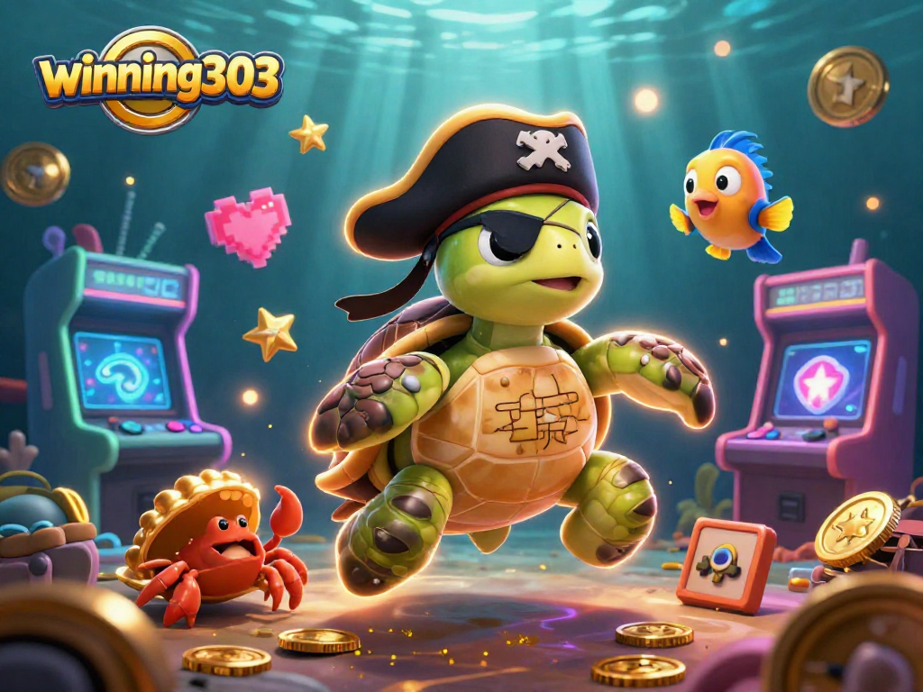 Experience the thrill of winning303 with a colorful casino-themed underwater adventure featuring our unique characters and vibrant game elements.