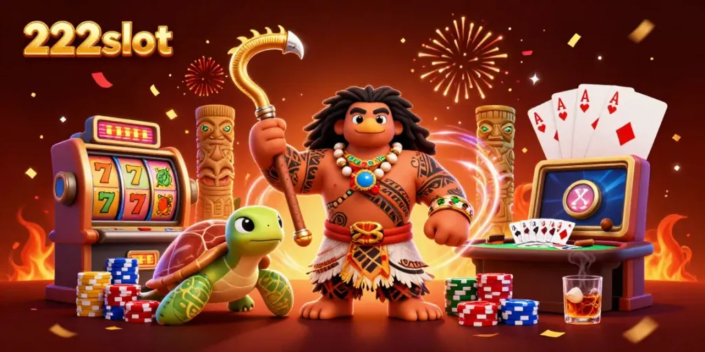 Menangkan hadiah di 222slot dengan ilustrasi kasino 3D yang penuh warna dan aksi.