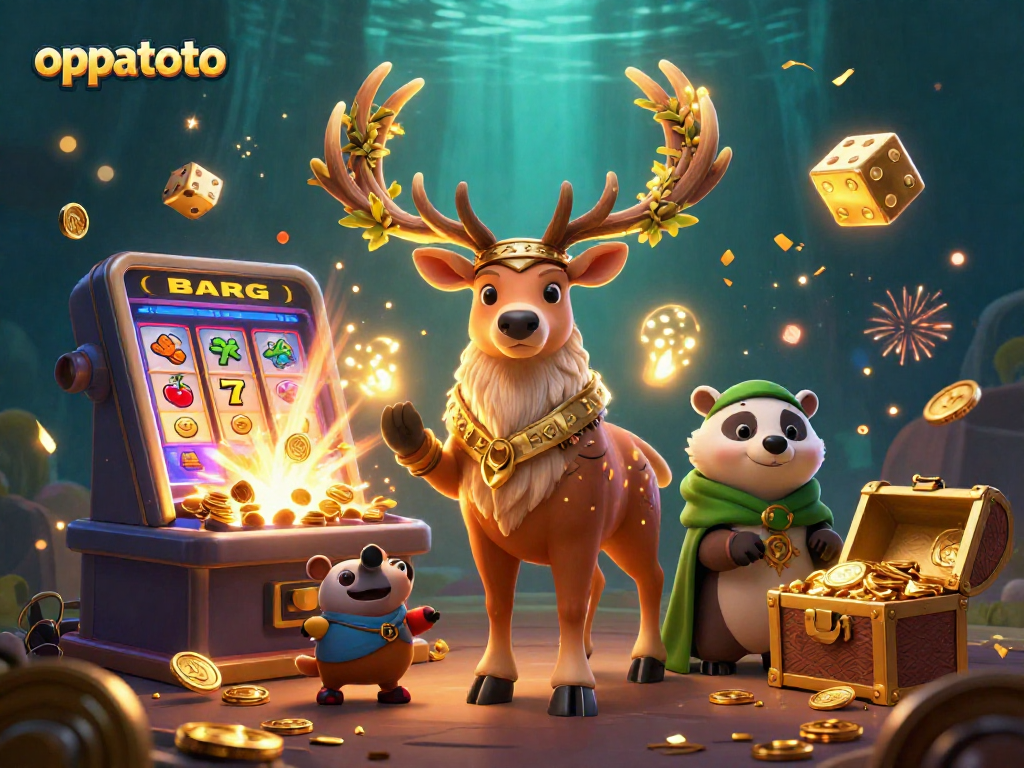 Spin to win with oppatoto and enjoy vibrant casino thrills in this captivating illustration