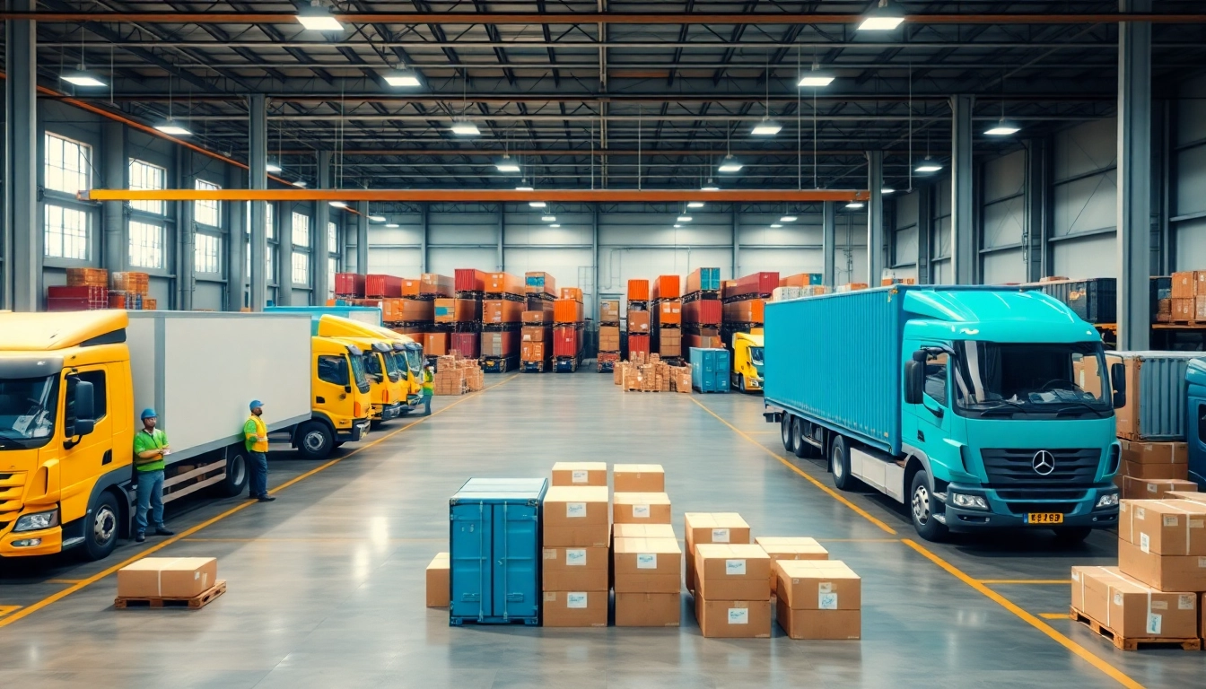 Logistics operations showcasing efficient distribution and management processes in a busy warehouse.