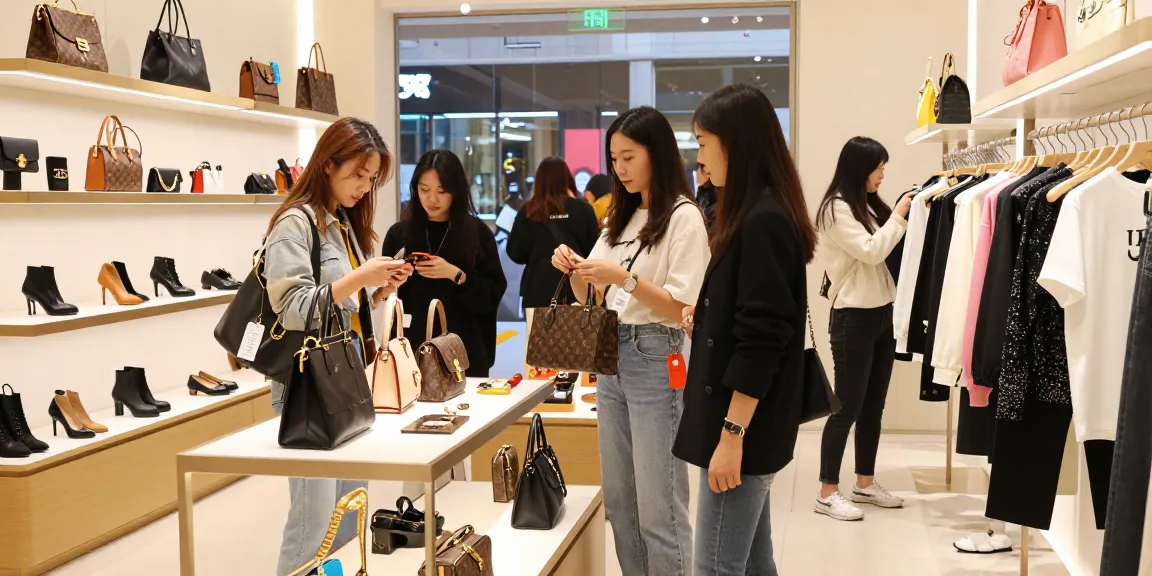 Stylish women exploring high-quality 레플리카 fashion items in a modern retail setting.