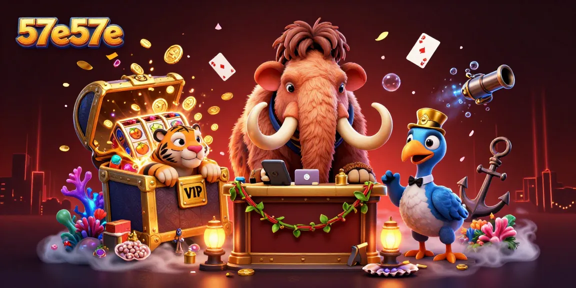 Experience thrilling wins at 57e57e with vibrant 3D casino characters and elements.