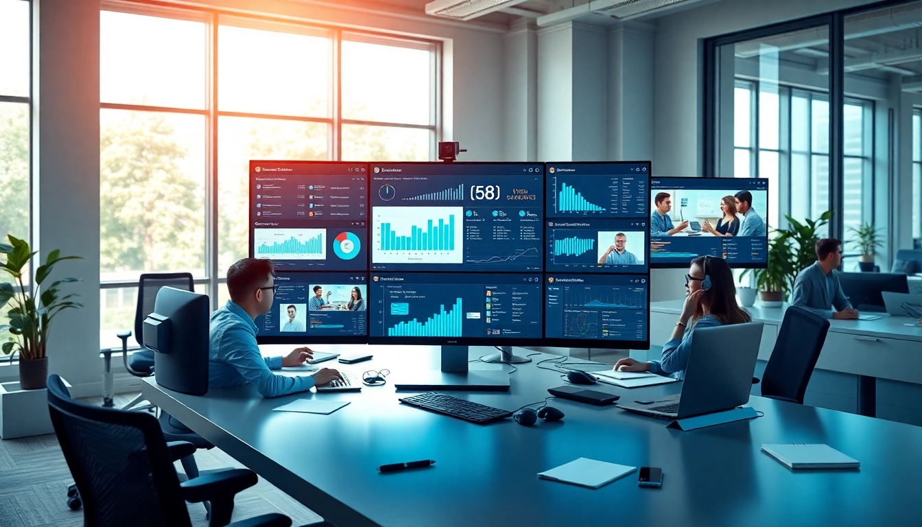 Engaging AI assistant for enterprise teams collaborating in a professional office setting.