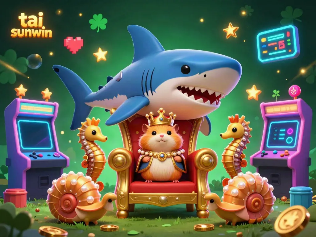 Experience the thrilling casino environment with tai sunwin through a vibrant 3D illustration featuring a gaming scene.