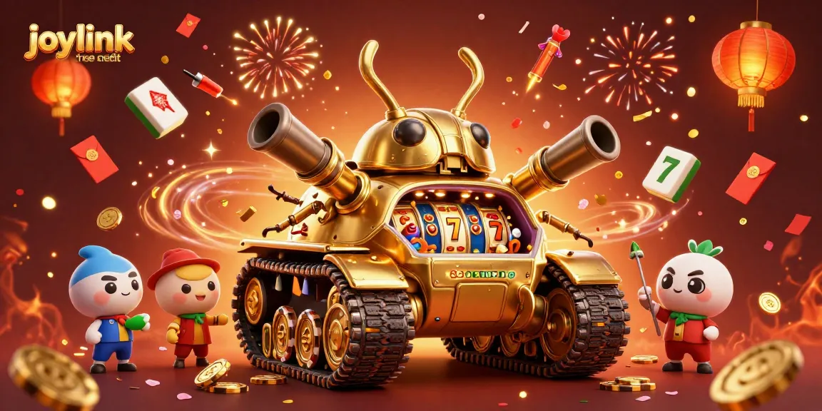 Engage with joylink free credit offers in a vibrant casino-themed illustration filled with excitement.