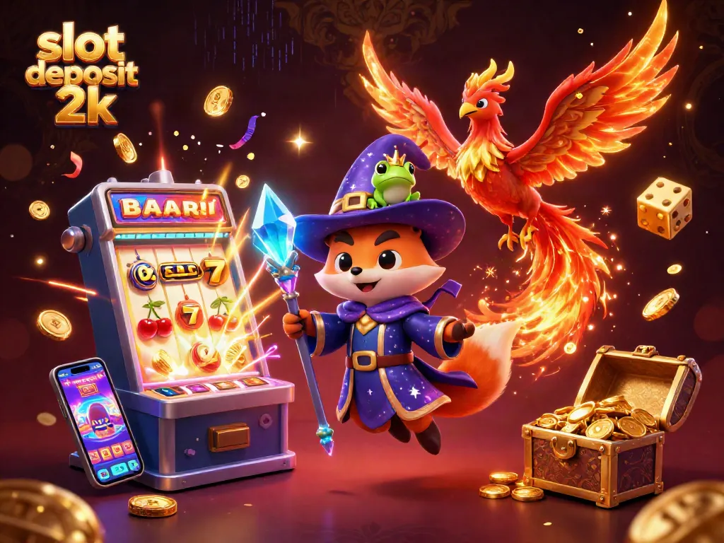 Engage with the thrilling slot deposit 2k experience alongside mystical characters and vibrant casino elements.