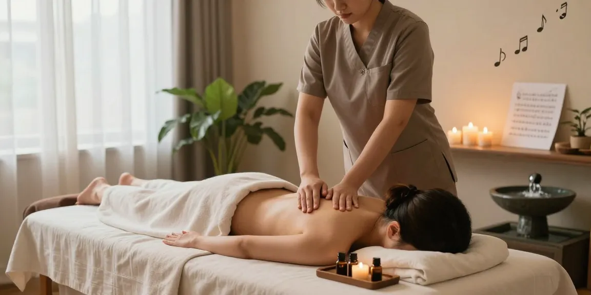 Wellness spa scene featuring 출장안마 massage session with serene atmosphere.