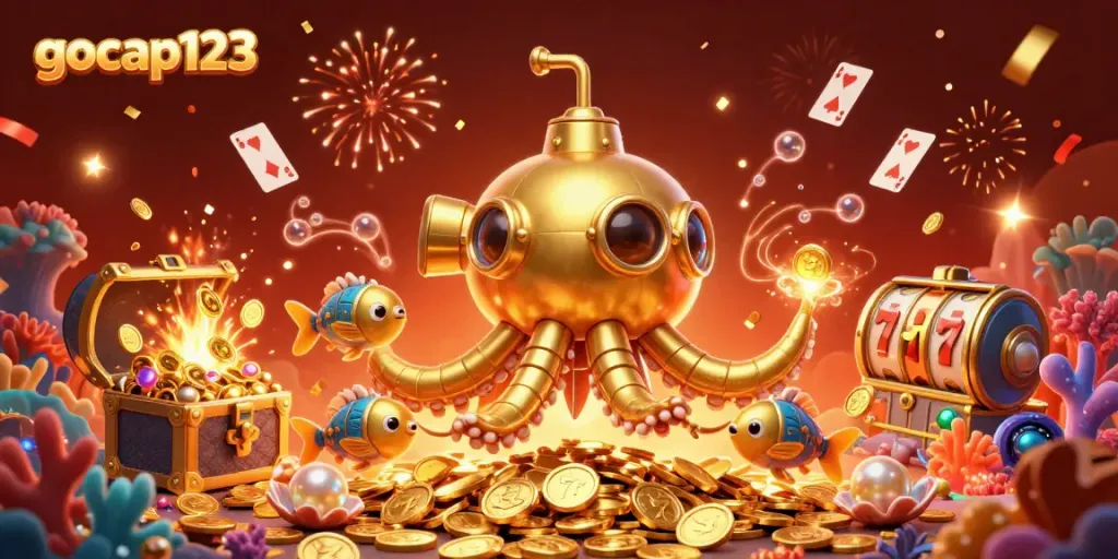 Gocap123 menghadirkan pengalaman bermain slot online dengan karakter unik dan elemen menarik di lautan koin emas.
