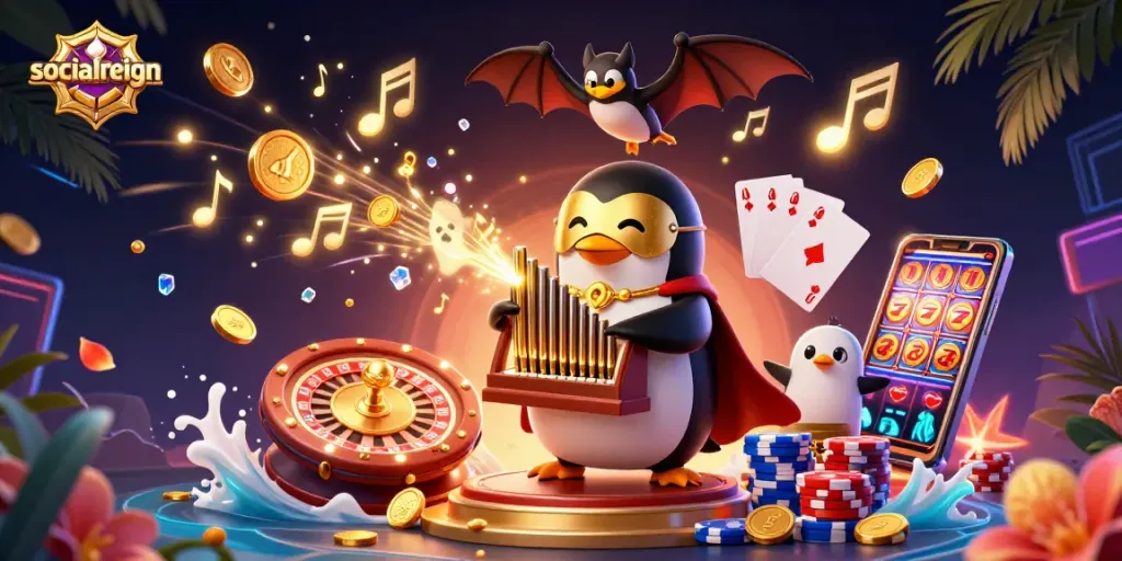 Engage in thrilling gameplay at socialreign with dynamic symbols and festive casino elements.