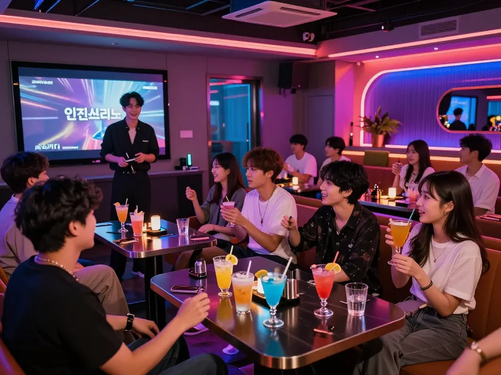 Exciting 인천쓰리노 nightlife with vibrant ambiance and lively interactions.