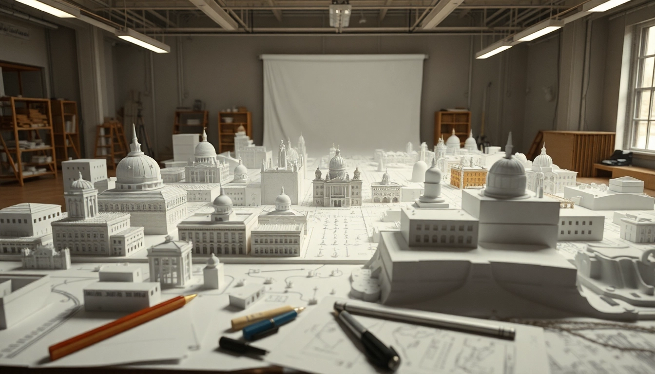 Gestalten von architekturmodellbau Kassel in einem kreativen Studio mit detaillierten Modellen.