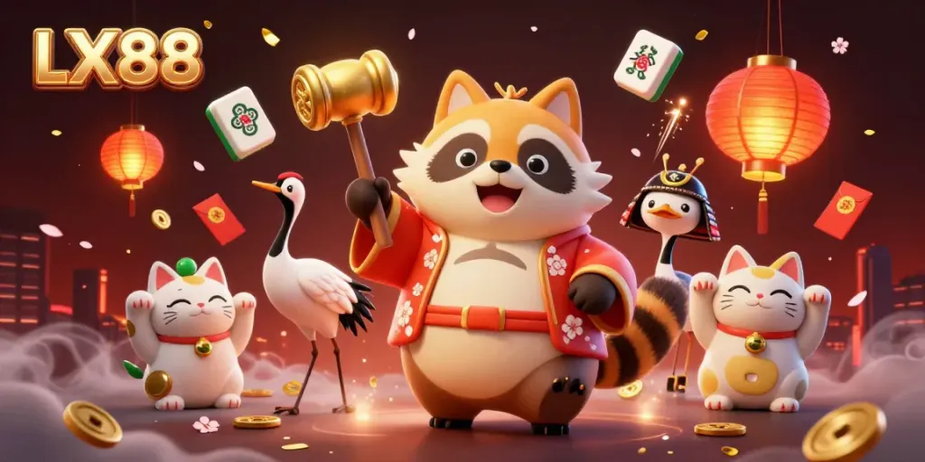 Experience the excitement of LX88 with vibrant characters and dynamic casino elements.