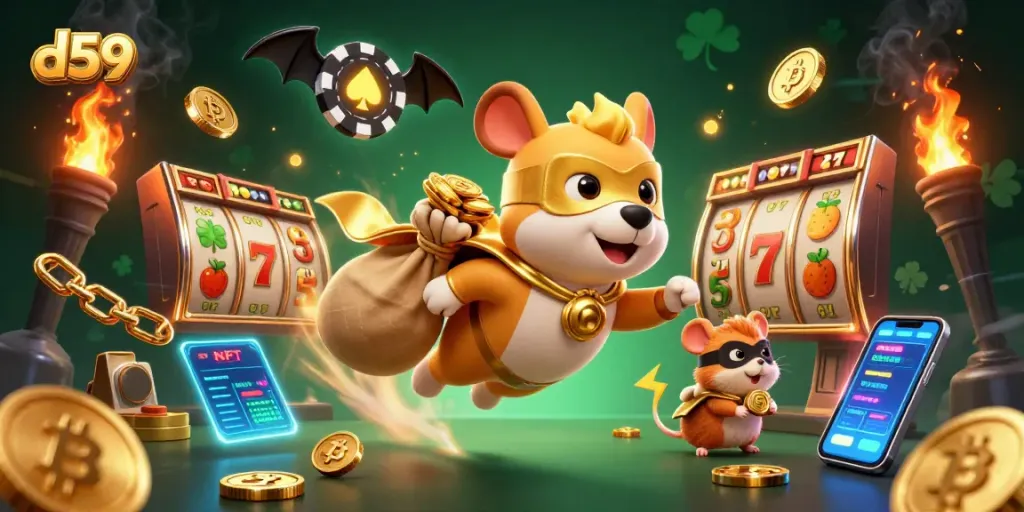 Win big with d59 slots as a 3D superhero dog and hamster soar through coins and jackpots.