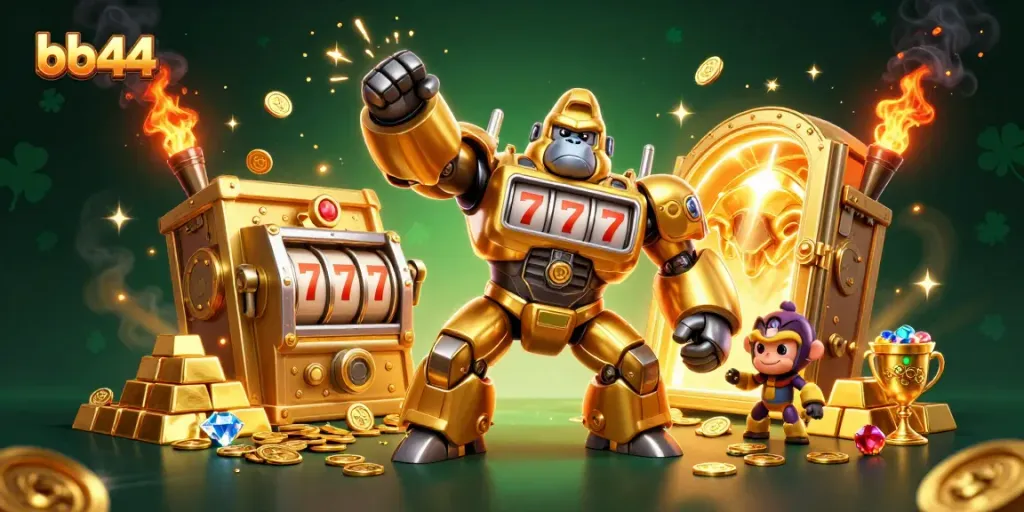 Win big at bb44 with vibrant 3D gaming characters and golden treasure showcasing excitement and luck.