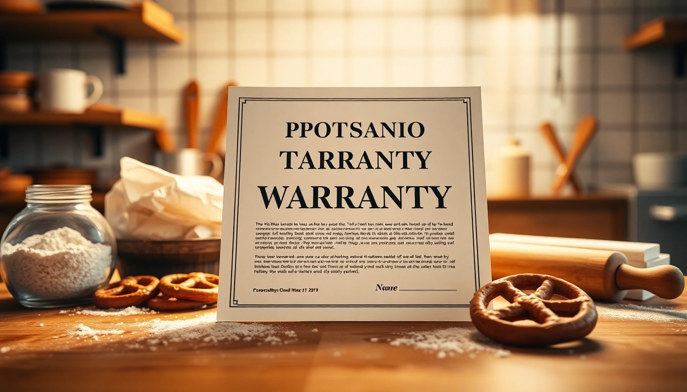 Is Pretzel warranty legit with a focus on a warranty document in a cozy kitchen setting.