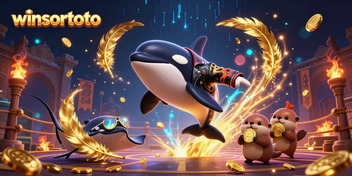 Memenangkan permainan di winsortoto dengan karakter orca, stingray, dan beruang laut, dipenuhi koin emas.