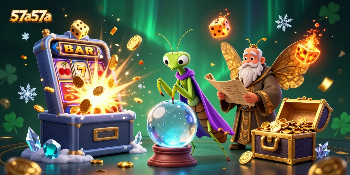 O jogo 57a57a apresenta um filósofo divertido em meio a roletas e luzes brilhantes.