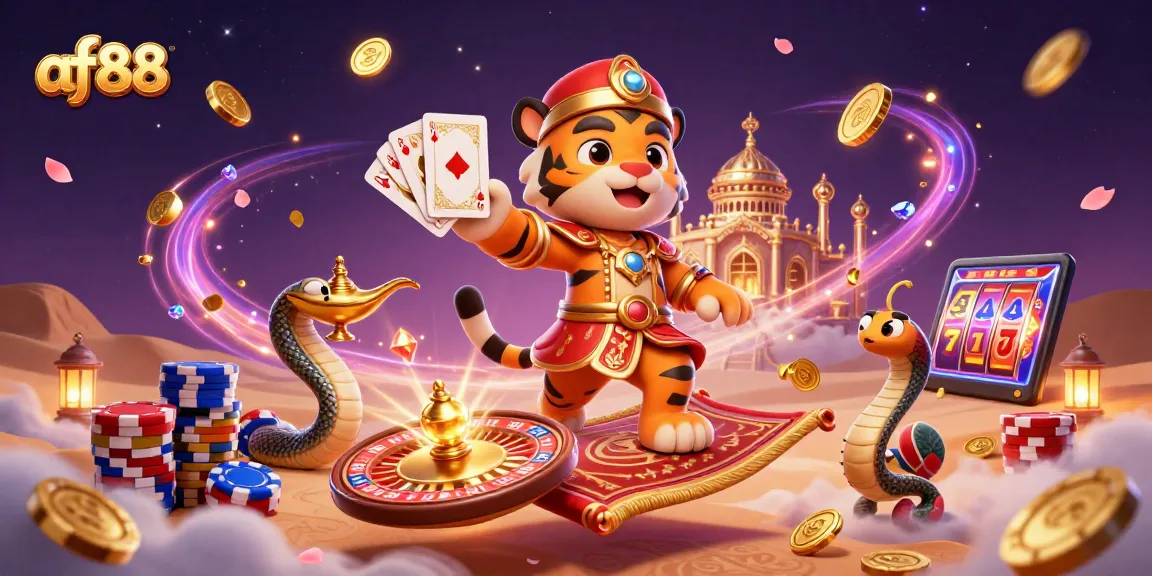 Experience the thrill of winning at af88's casino with a vibrant Arabian Nights theme.