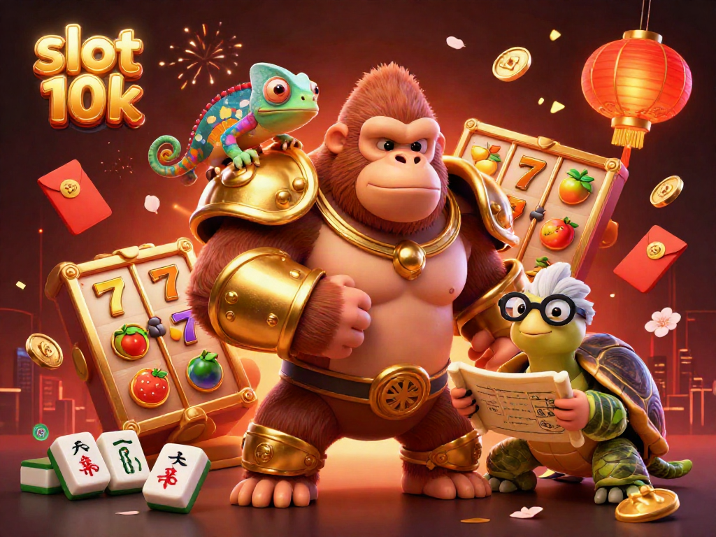 Spin the slot 10k reels with vibrant characters and dynamic casino elements in an engaging scene.