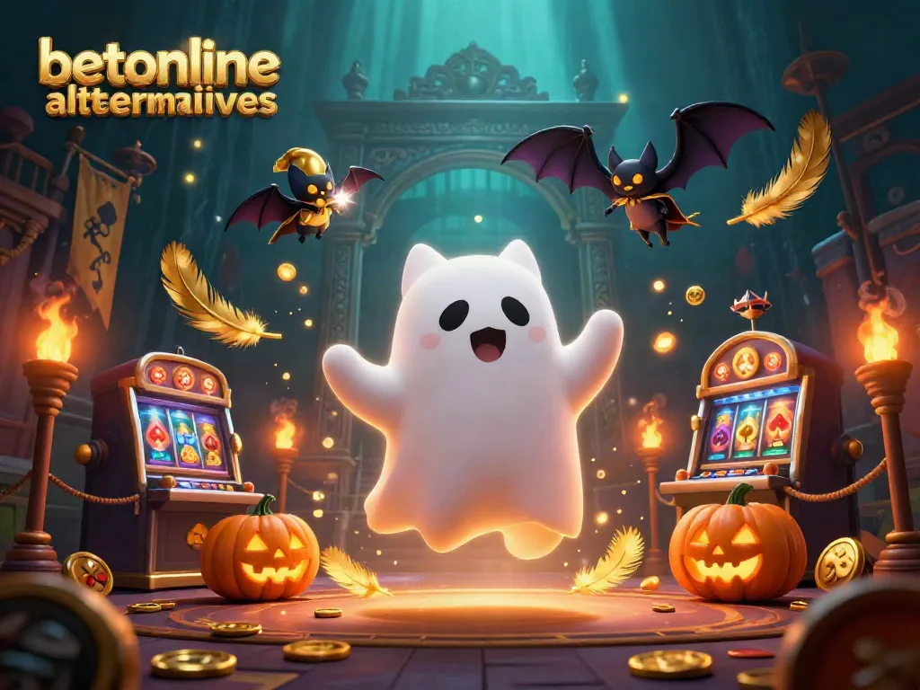 Engage with exciting betonline alternatives featuring ghost cat and vampire bat in a haunted casino atmosphere.