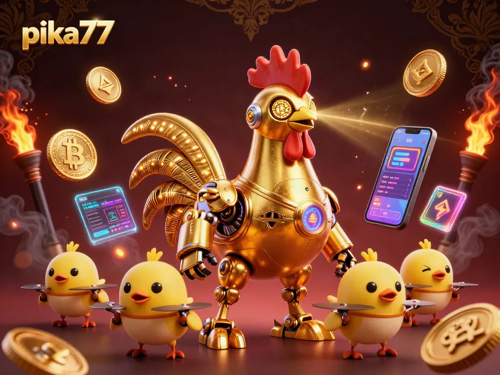 Experience thrilling gameplay with PIKA77 at this ultra-detailed 3D casino illustration.