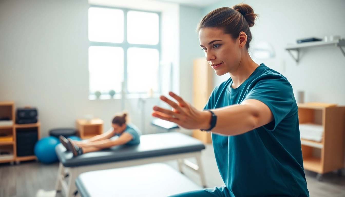 Engaging physiotherapy session showcasing north side edmonton physiotherapy in a modern clinic.
