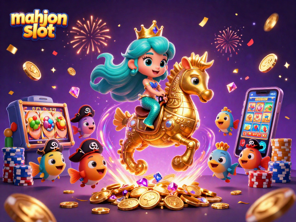 Spin to win with the mahjong slot as a mermaid princess and seahorse navigate a sea of treasures!