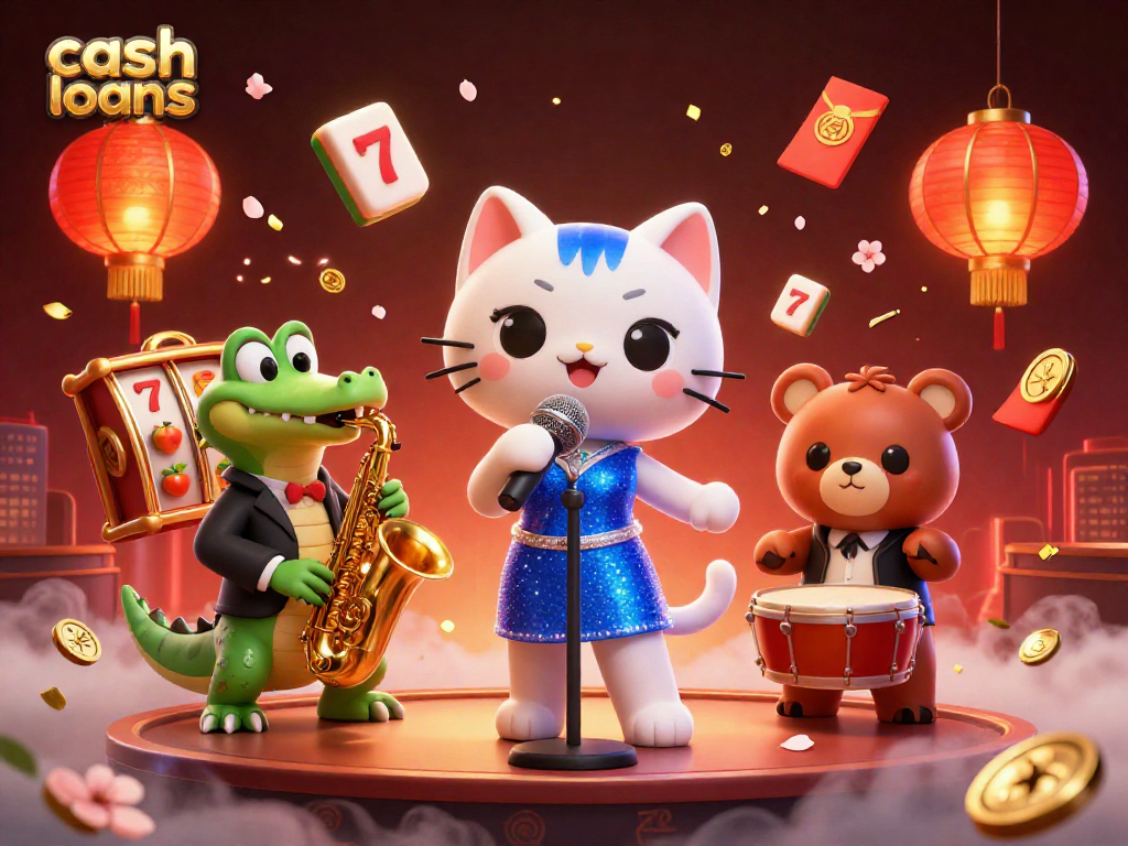 Exciting scene showcasing cash loans with dynamic casino characters and vibrant game elements.