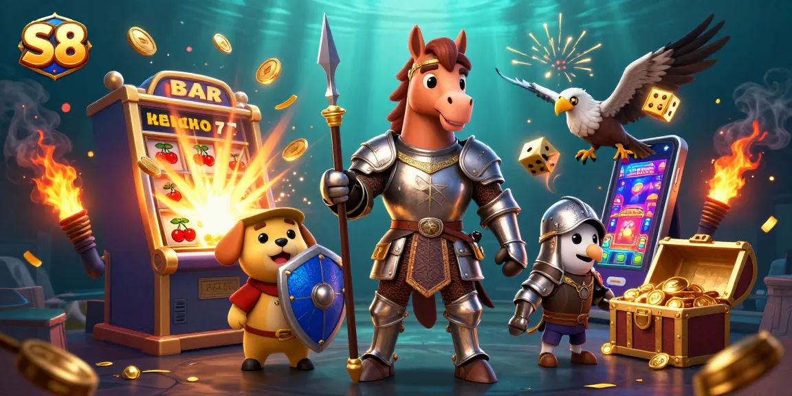 Engage with S8's vibrant casino world featuring knights, treasures, and modern slot excitement.