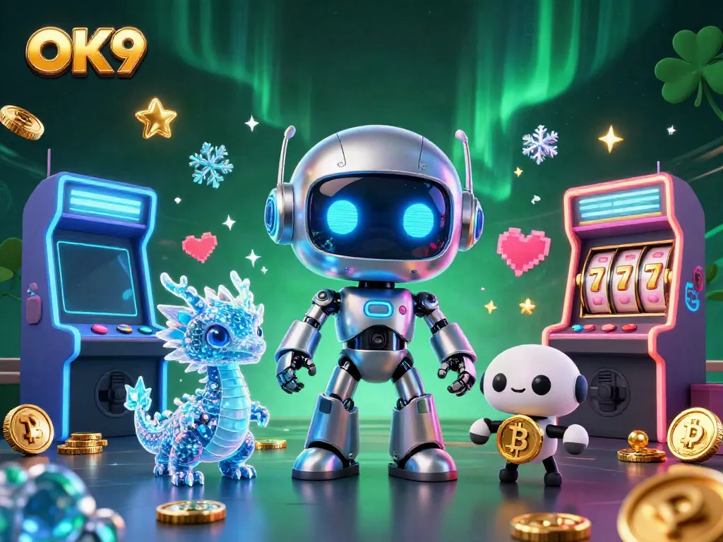 Engage with OK9 and experience the thrill of gaming in a lively 3D casino scene with vibrant characters.